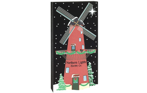 Northern Lights Electric Co., part of The Cat's Meow Village North Pole Collection. Includes glittery snow.