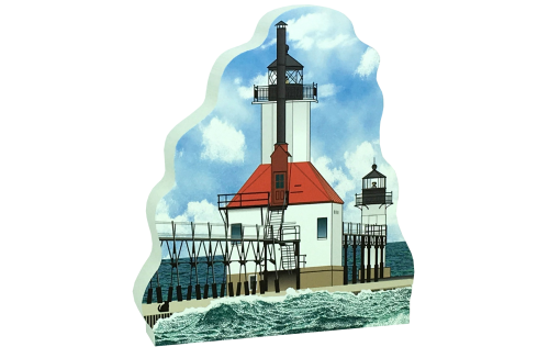 Get your paws on this St. Joseph North Pier Lights if you are a lighthouse lover! Handcrafted of 3/4" thick wood by The Cat's Meow Village. Made in the USA.