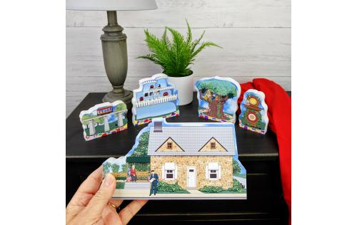 Mister Rogers Neighborhood collection handcrafted in 3/4" thick wood by The Cat's Meow Village in Wooster, Ohio.