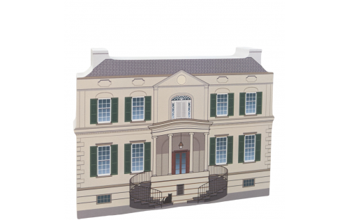 Replica of the Owen's-Thomas House front,Savannah, Georgia.  Handcrafted in 3/4" thick wood by The Cat's Meow Village in the USA.