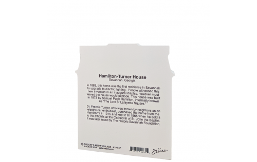 Back description of the Hamilton-Turner House, Savannah, Georgia