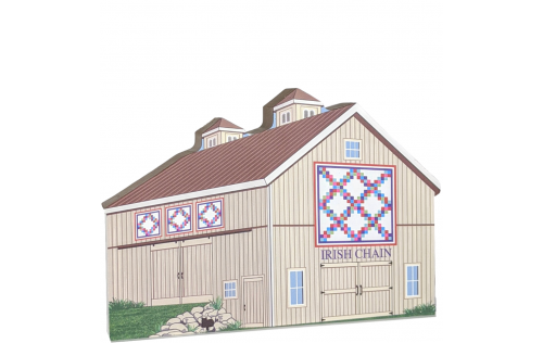 Double Irish Chain Quilt Barn detailed front handcrafted by Cat's Meow VIllage, USA