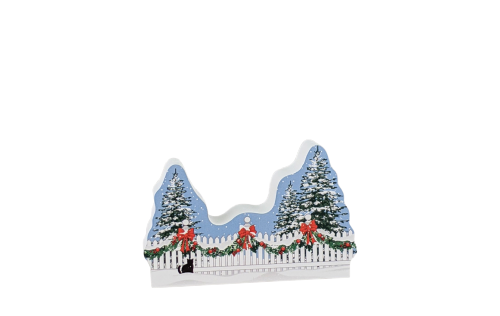 Winter Fence & Pine Trees handcrafted in 3/4" thick wood by The Cat's Meow Village