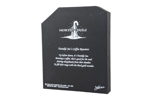 North Pole, Twinkle Joe's Coffee Roasters handcrafted in 3/4" thick wood by The Cat's Meow Village in Wooster, Ohio.