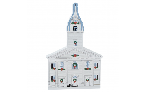 Unitarian Church, Newburyport Christmas, Massachusetts.  Handcrafted in 3/4" wood by the Cats Meow Village in Wooster, Ohio. 