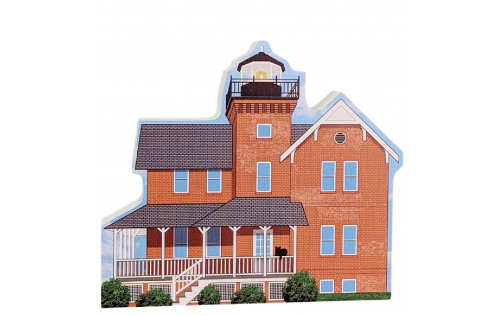 Wooden Replica of Sea Girt Lighthouse Sea Girt, New Jersey. Handcrafted by Cats Meow Village in USA.