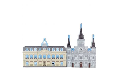 Cabildo and St. Louis Cathedral in New Orleans. Handcrafted in 3/4" wood by The Cat's Meow Village in Wooster, Ohio.