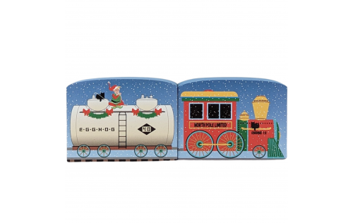 North Pole Limited - Eggnog Tanker.  Handcrafted in 3/4" wood by the Cats Meow Village in Wooster, Ohio. 
