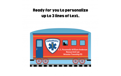 Personalize this Paramedic Train Car for your one-of-a-kind gift. Handcrafted in 3/4" thick wood in Wooster, Ohio.