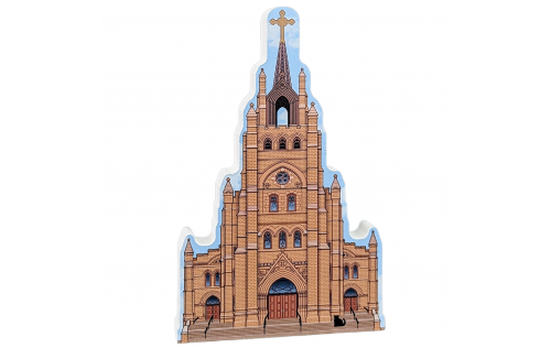 Cathedral of St. John the Baptist at 120 Broad Street, Charleston, SC handcrafted in 3/4" thick wood by The Cat's Meow Village in the USA.
