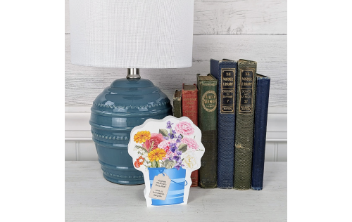 You choose from a list of flowers to fill this flower bucket for a very personalized gift. Handcrafted in 3/4" thick wood so they never die. Made in the USA by The Cat's Meow Village,
