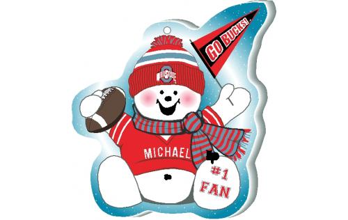 Add your name to this OSU Buckeye football fan ornament to let everyone know you are a #1 Bucks Football Fan. Handcrafted in Wooster, Ohio by The Cat's Meow Village.