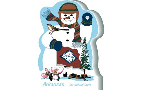 Arkansas State Snowman handcrafted and made in the USA.