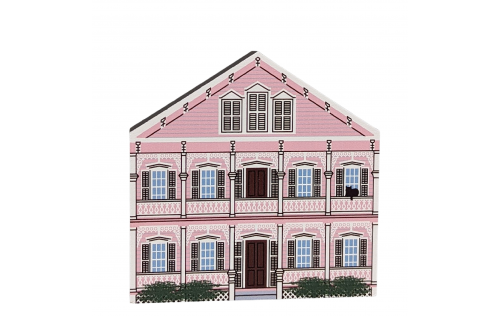 Pink House, Key West, Florida wooden replica handcrafted by The Cats Meow Village in 3/4" thick wood.