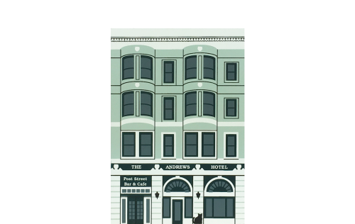 Vintage Andrews Hotel from Painted Ladies Series handcrafted from 3/4" thick wood by The Cat's Meow Village in the USA