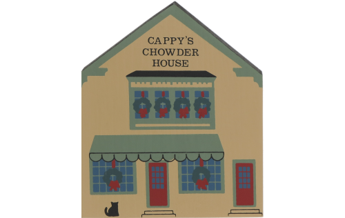Vintage Cappy's Chowder House from Maine Christmas Series handcrafted from 3/4" thick wood by The Cat's Meow Village in the USA