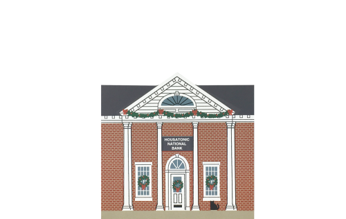 Vintage Housatonic National Bank from Stockbridge Christmas Series handcrafted from 3/4" thick wood by The Cat's Meow Village in the USA