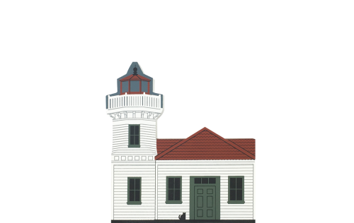 Vintage Mukilteo Lighthouse from West Coast Lighthouse Series handcrafted from 3/4" thick wood by The Cat's Meow Village in the USA