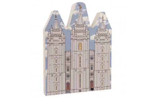 Beautifully detailed replica of Salt Lake Temple, Salt Lake City, Utah. Handcrafted in the USA 3/4" thick wood by Cat’s Meow Village.