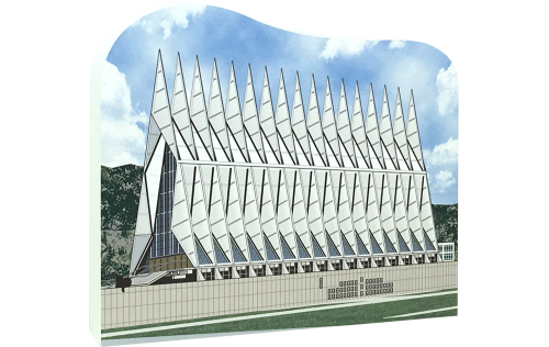 If you have any connection to the USAF Academy in Colorado Springs, then you'll want to get your paws on this Cadet Chapel. We handcraft it in the USA from 3/4" thick wood. From our house to your, The Cat's Meow Village.