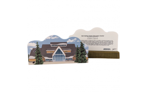 Front & Back of Old Faithful Visitor Center, Yellowstone National Park, Wyoming. Add it to your home decor to remind you of your trip to Yellowstone. Handcrafted by The Cat's Meow Village in the USA.