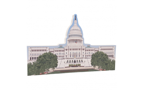 Beautifully colorful and detailed replica of the U.S. Capital East, Washington, DC.  Handcrafted in 3/4" thick wood by The Cat's Meow Village in the USA.