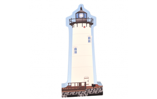 Colorful and detailed replica of Portsmouth Harbor Lighthouse, New Castle, New Hampshire. Handcrafted in the USA 3/4" thick wood by Cat’s Meow Village.