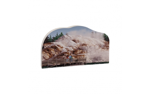 Replica of Mammoth Hot Springs in Yellowstone National Park. Handcrafted in 3/4" thick wood to set on a shelf, desk or windowsill to remind you of that special trip. Handcrafted in the USA by The Cat's Meow Village.