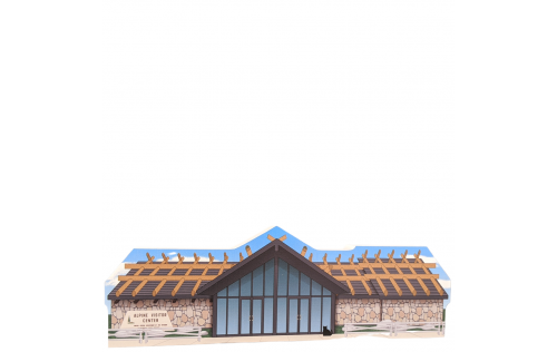 Wooden replica of the Alpine Visitor Center in Rocky Mountain National Park. Handcrafted by The Cat's Meow Village in the USA.