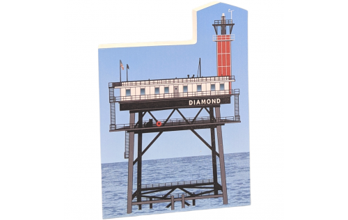 Diamond Shoals Light, Cape Hatteras, North Carolina.  Handcrafted in the USA 3/4" thick wood by Cat’s Meow Village.