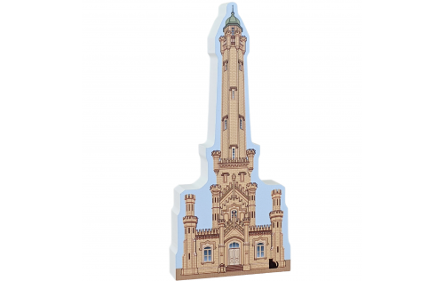 Chicago Water Tower, Chicago, Illinois. Handcrafted in the USA 3/4" thick wood by Cat’s Meow Village.
