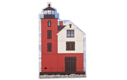 Round Island Lighthouse, Straits of Mackinac, Michigan. Handcrafted in the USA 3/4" thick wood by Cat’s Meow Village.