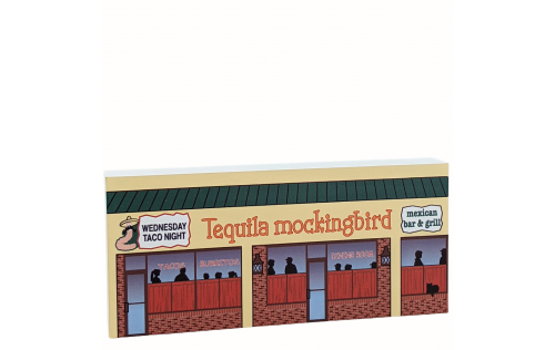 Tequila Mockingbird Mexican Bar & Grill, Ocean City, Maryland. handcrafted by The Cat's Meow Village in 3/4" thick wood to add to your home decor.