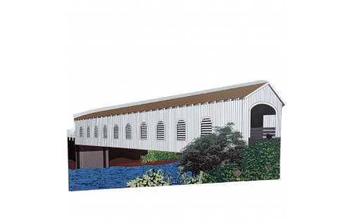 Wooden collectible of the Goodpasture Covered Bridge in Lane County, OR. handcrafted in the USA by The Cat's Meow Village.