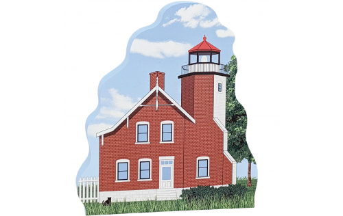 Wooden replica of Eagle Harbor Lighthouse in Michigan. Add this 3/4" thick lighthouse to your home decor. Handcrafted by The Cat's Meow Village in Wooster, Ohio. 