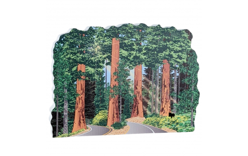 Wooden souvenir of the Four Guardsmen in Sequoia National Park. Handcrafted by The Cat's Meow Village in the USA. 