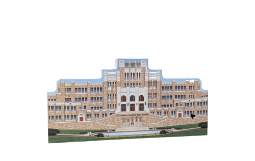 Wooden replica of Little Rock Central High School in Little Rock, Arkansas. Handcrafted by The Cat's Meow Village in the USA.