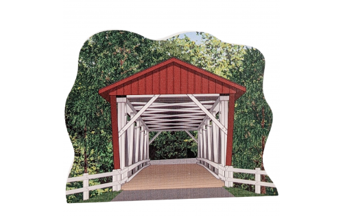 Everett Covered Bridge souvenir handcrafted in 3/4" thick wood by The Cat's Meow Village in Ohio.