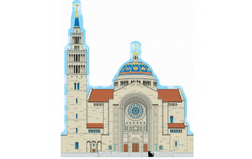 Wooden souvenir of the Basilica of the National Shrine of the Immaculate Conception, Washington DC. Handcrafted in the USA by The Cat's Meow Village.