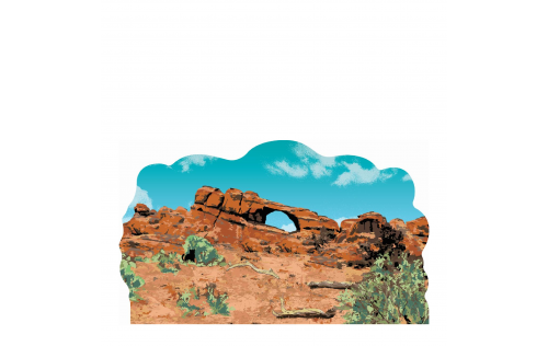 Wooden collectible of the Skyline Arch, Arches National Park, Utah handcrafted in the USA by The Cat's Meow Village