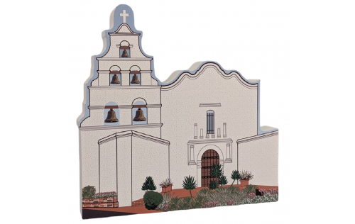 Mission San Diego De Alcala, California. Handcrafted in the USA 3/4" thick wood by Cat’s Meow Village.