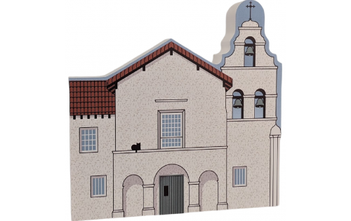Mission San Juan Bautista, California. Handcrafted in the USA 3/4" thick wood by Cat’s Meow Village.