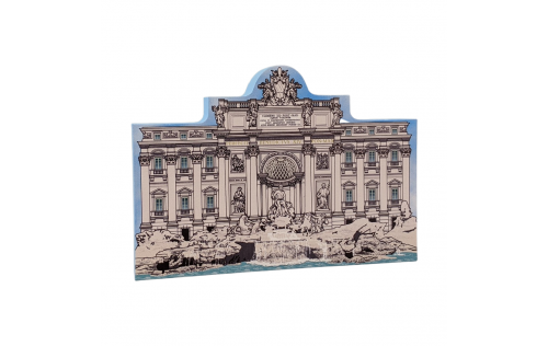 Handcrafted wooden shelf sitter of the Trevi Fountain created by The Cat’s Meow Village