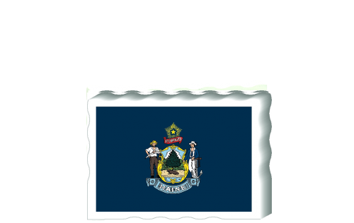 Slightly larger than a deck of cards, this wooden postcard version of the Maine flag can fit into any nook around your home or workplace showing off your state pride! Handcrafted in the USA by The Cat's Meow Village.