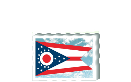 Slightly larger than a deck of cards, this wooden postcard version of the Ohio flag can fit into any nook around your home or workplace showing off your state pride! Handcrafted in the USA by The Cat's Meow Village.