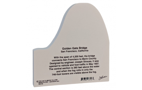 Back of Golden Gate Bridge, Golden Gate National Recreation Area, handcrafted in wood as a keepsake of  your trip.