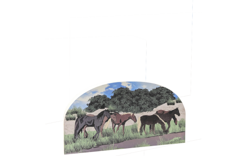 The wild horses of Currituck roam the northern section of the Outer Banks. Handcrafted in 3/4" thick wood by The Cat's Meow Village.