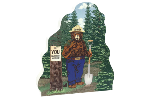 You can help Smokey Bear prevent wildfires by following fire safety standards. Handcrafted of 3/4" thick wood in Wooster, Ohio by The Cat's Meow Village.