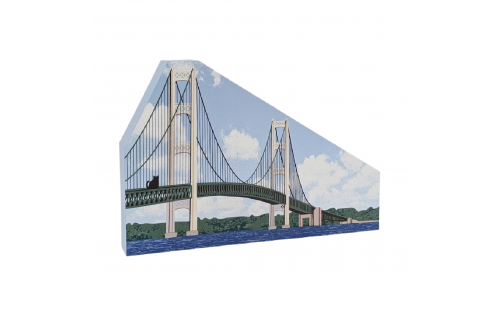 Mackinac Bridge, St Ignace, Michigan. Handcrafted in the USA 3/4" thick wood by Cat’s Meow Village.