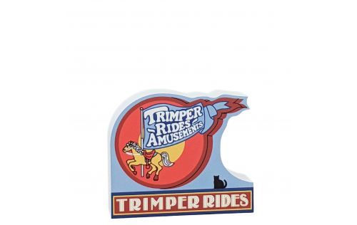 Trimpers Rides sign, Ocean City, Maryland.  Handcrafted in the USA 3/4" thick wood by Cat's Meow Village.